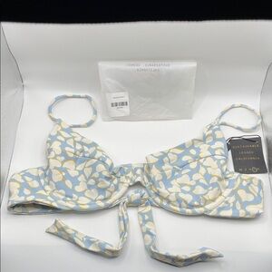 Skatie Katie Blue and Cream Nantucket Bikini Top